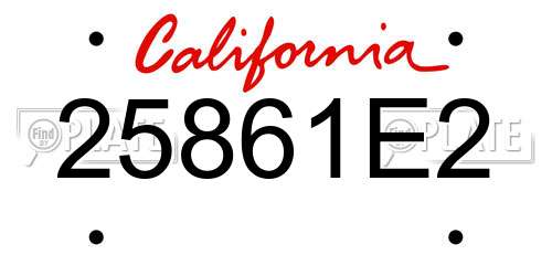 25861E2 California License Plate
