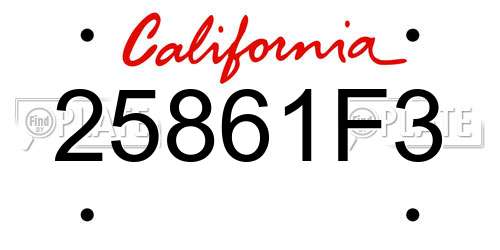 25861F3 California License Plate