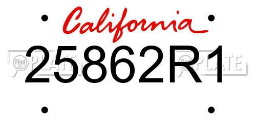 25862R1 California License Plate
