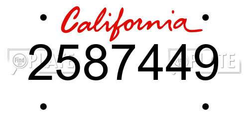 2587449 California License Plate