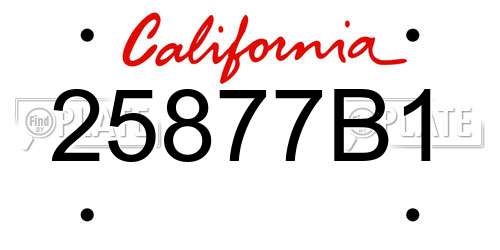25877B1 California License Plate