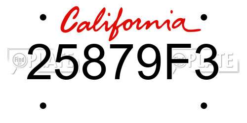 25879F3 California License Plate