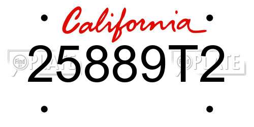25889T2 California License Plate