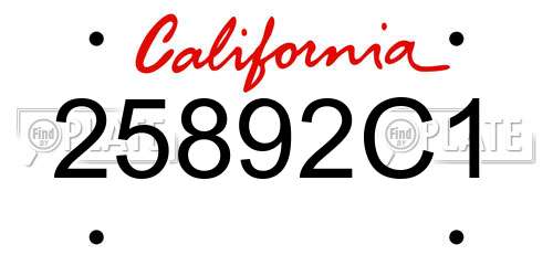 25892C1 California License Plate
