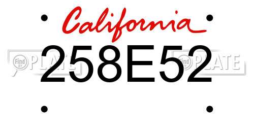 258E52 California License Plate