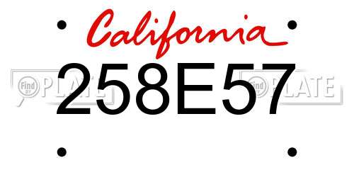 258E57 California License Plate