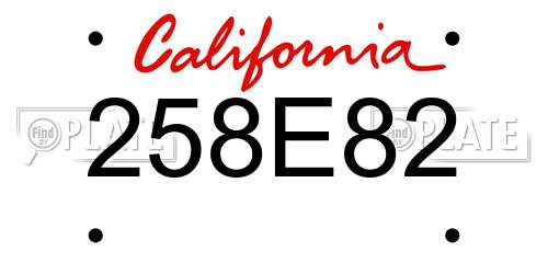 258E82 California License Plate