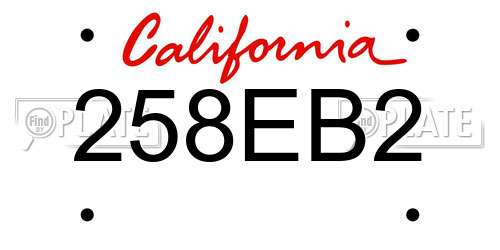 258EB2 California License Plate