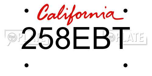258EBT California License Plate
