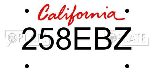 258EBZ California License Plate