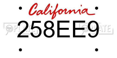 258EE9 California License Plate