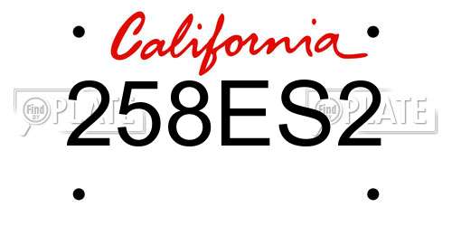 258ES2 California License Plate