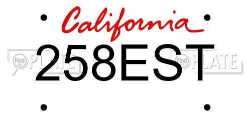 258EST California License Plate