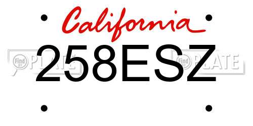 258ESZ California License Plate