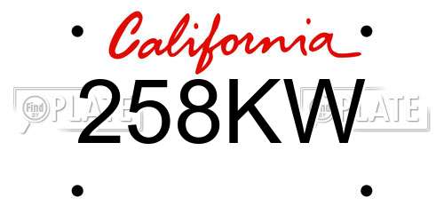 258KW California License Plate