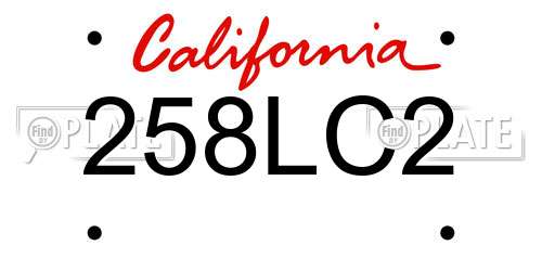 258LC2 California License Plate