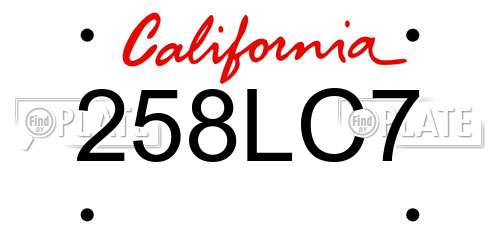 258LC7 California License Plate