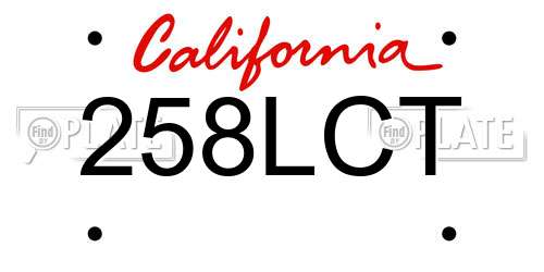 258LCT California License Plate