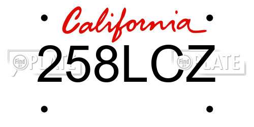 258LCZ California License Plate
