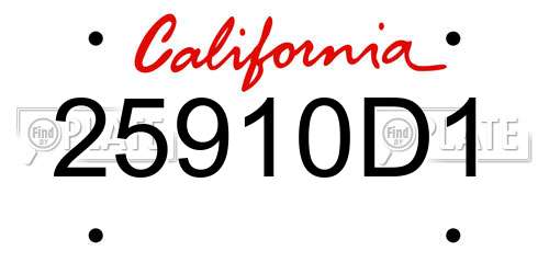 25910D1 California License Plate
