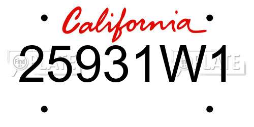 25931W1 California License Plate