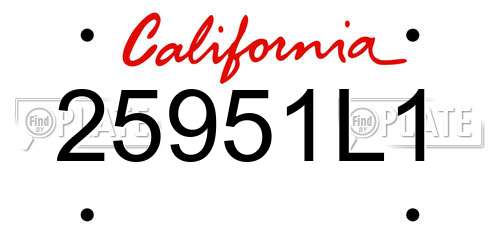 25951L1 California License Plate