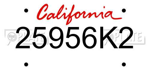 25956K2 California License Plate
