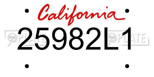 25982L1 California License Plate