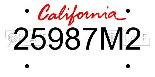 25987M2 California License Plate