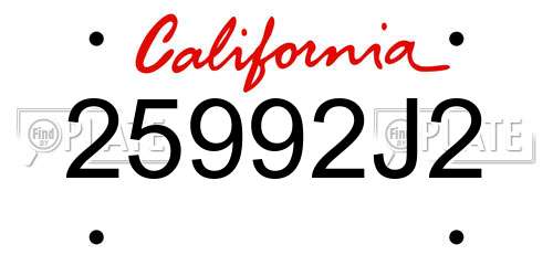 25992J2 California License Plate