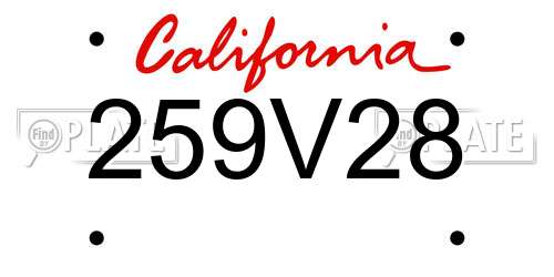 259V28 California License Plate