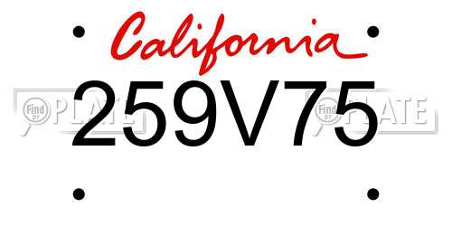 259V75 California License Plate