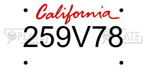 259V78 California License Plate