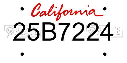 25B7224 California License Plate