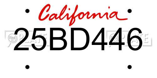 25BD446 California License Plate