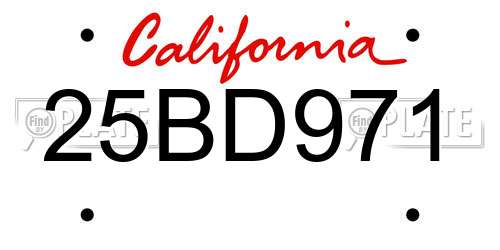 25BD971 California License Plate
