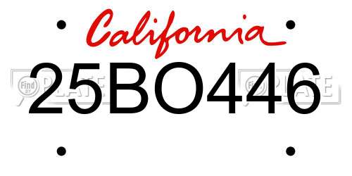 25BO446 California License Plate