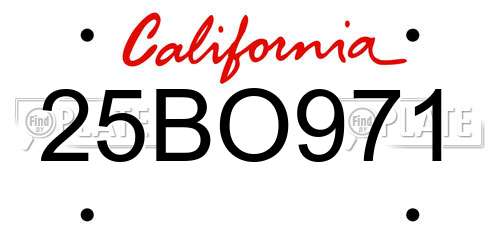 25BO971 California License Plate