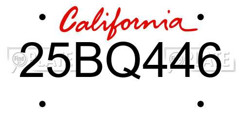 25BQ446 California License Plate