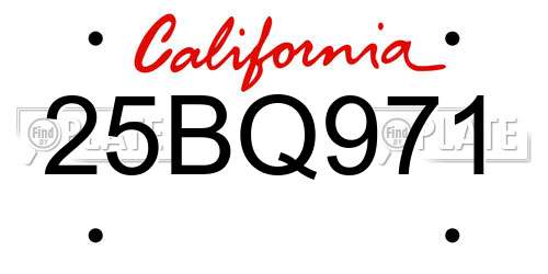 25BQ971 California License Plate