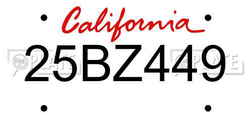 25BZ449 California License Plate