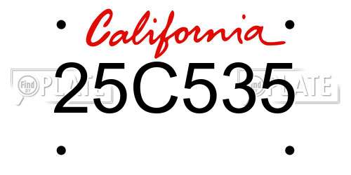 25C535 California License Plate