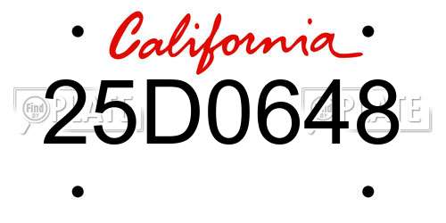 25D0648 California License Plate