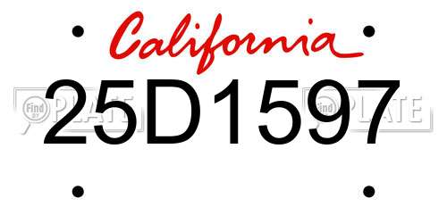 25D1597 California License Plate