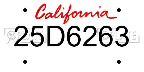 25D6263 California License Plate