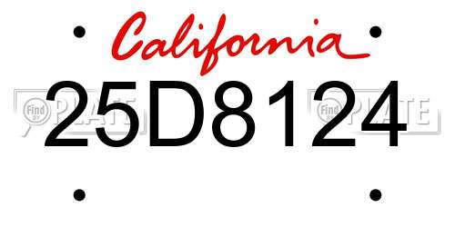 25D8124 California License Plate