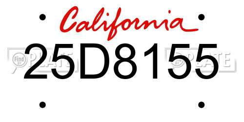 25D8155 California License Plate