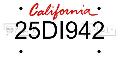 25DI942 California License Plate