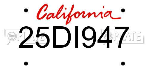 25DI947 California License Plate
