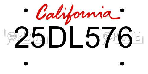 25DL576 California License Plate